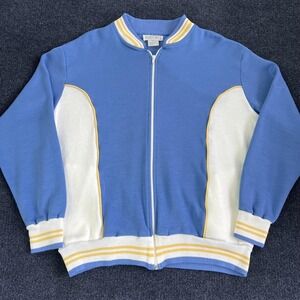 Vintage Action Alive Track Jacket Mens XL Blue White Full Zip Colorblock Knit